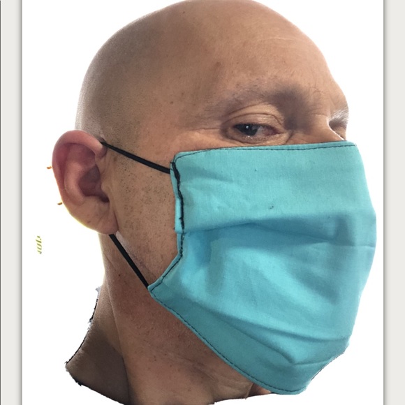 2 Handmade Unisex Black Blue Cotton Face Masks NEW - Picture 8 of 8